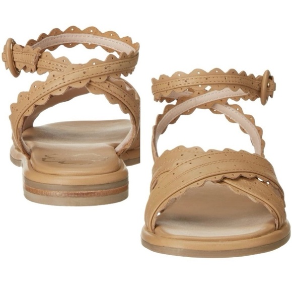 Ted Baker Taymiah Leather Scalloped Edging Ankle Wrap Tan Sandals Size 37 New - Picture 6 of 9